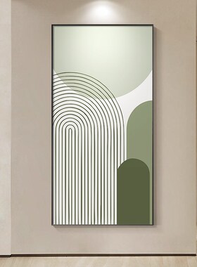 极速绿色极简艺术玄m关画装饰画现代简约挂画抽象大气入户门正对