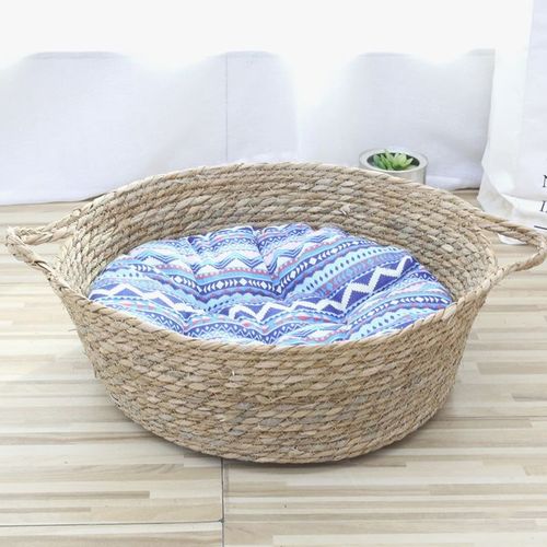 极速编织猫窝蒲草宠物窝磨爪草编窝四季通用夏季凉U窝双耳藤编猫