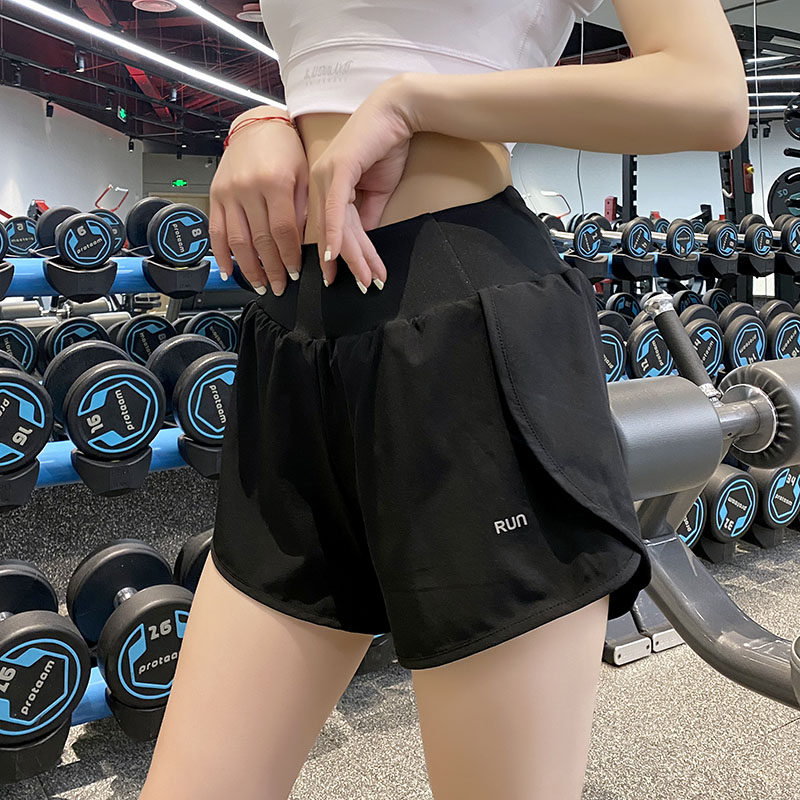 新品夏季宽松运动短裤女防走光健身高腰速干N跑步裤外穿休闲热裤
