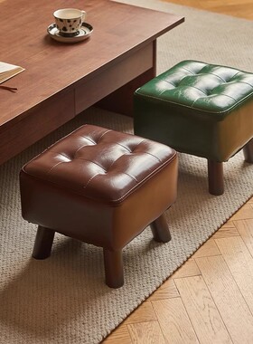实木软包矮凳客厅沙发凳创意小板凳茶几凳现代简约家用门口换鞋凳