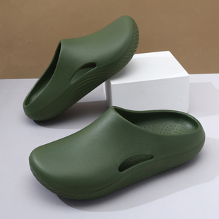 防滑休闲绿色包头拖踩屎感明星同款 2025新款 潮 男款 面包勃肯厨师鞋