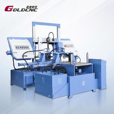 转角锯床多功能批量加工圆料专用数控锯床gz4250x自动送料带锯床