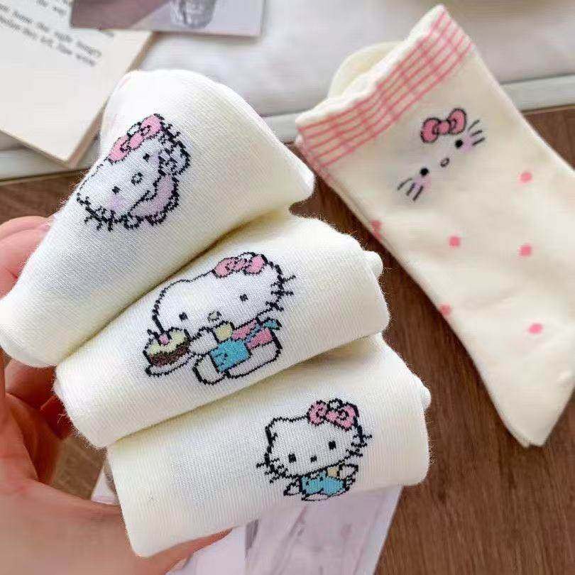 秋冬款甜美kt猫卡通袜子ins保暖白色花边猫咪可爱百搭中筒堆堆袜,节庆用品/礼品,圣诞袜,淘宝优惠券,粉丝福利购,淘宝优惠卷