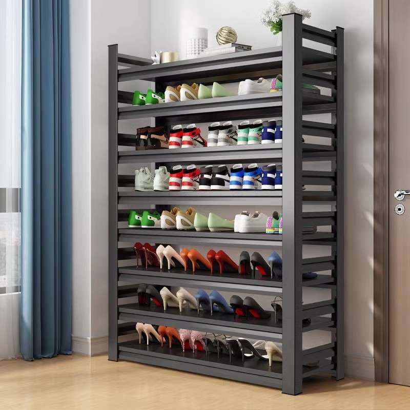 家用钢制鞋架门口落地多层置物架铁艺简易收纳架玄关入户门后鞋柜