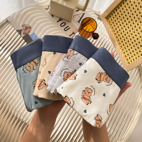 蕉克男士内裤男纯棉可爱小熊印花