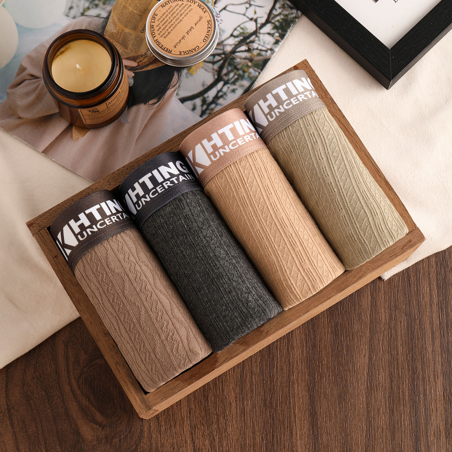 蕉克肌理条纹男士内裤男纯棉透气