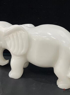 玉石大象摆件一对天然白玉吸水象家居客厅办公室装饰品工艺品摆设