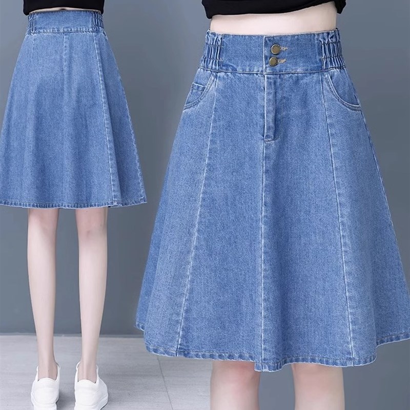 牛仔半身裙子少女夏装2024新款初中高中学生小清新连衣裙两件套装