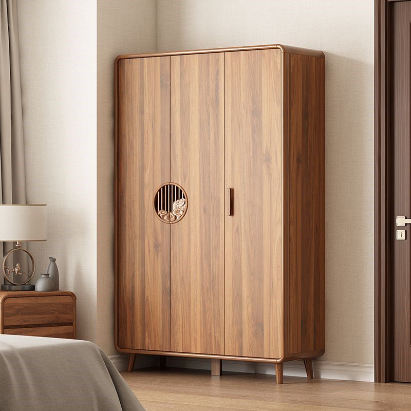 美式实木衣柜新中式衣柜家用卧室实木色衣橱新款儿童收纳储物