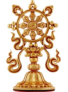 纯铜全鎏金八吉祥摆件西藏密宗法器前吉祥八宝像八供用品套装