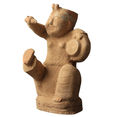 乐器男俑仿汉陶俑击鼓说唱俑陶器中式摆件宾馆酒店装饰品工艺品