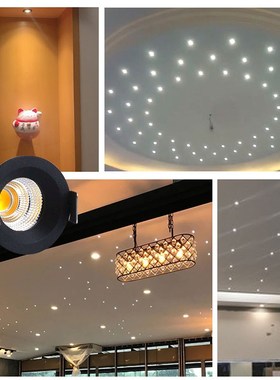 黑色嵌入式led防眩小射灯3W5W开孔3.5cm公分35mm客厅吊顶天花筒灯