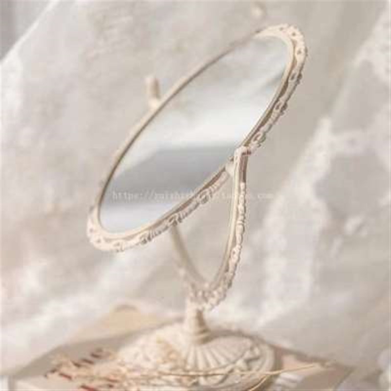 欧式复古双面化妆镜少女心桌面浮雕镜子宿舍卧室台式梳妆镜圆形