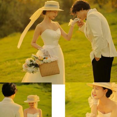 影楼展会情侣婚纱照旅拍样片外景草地森系海景婚纱照样片客片