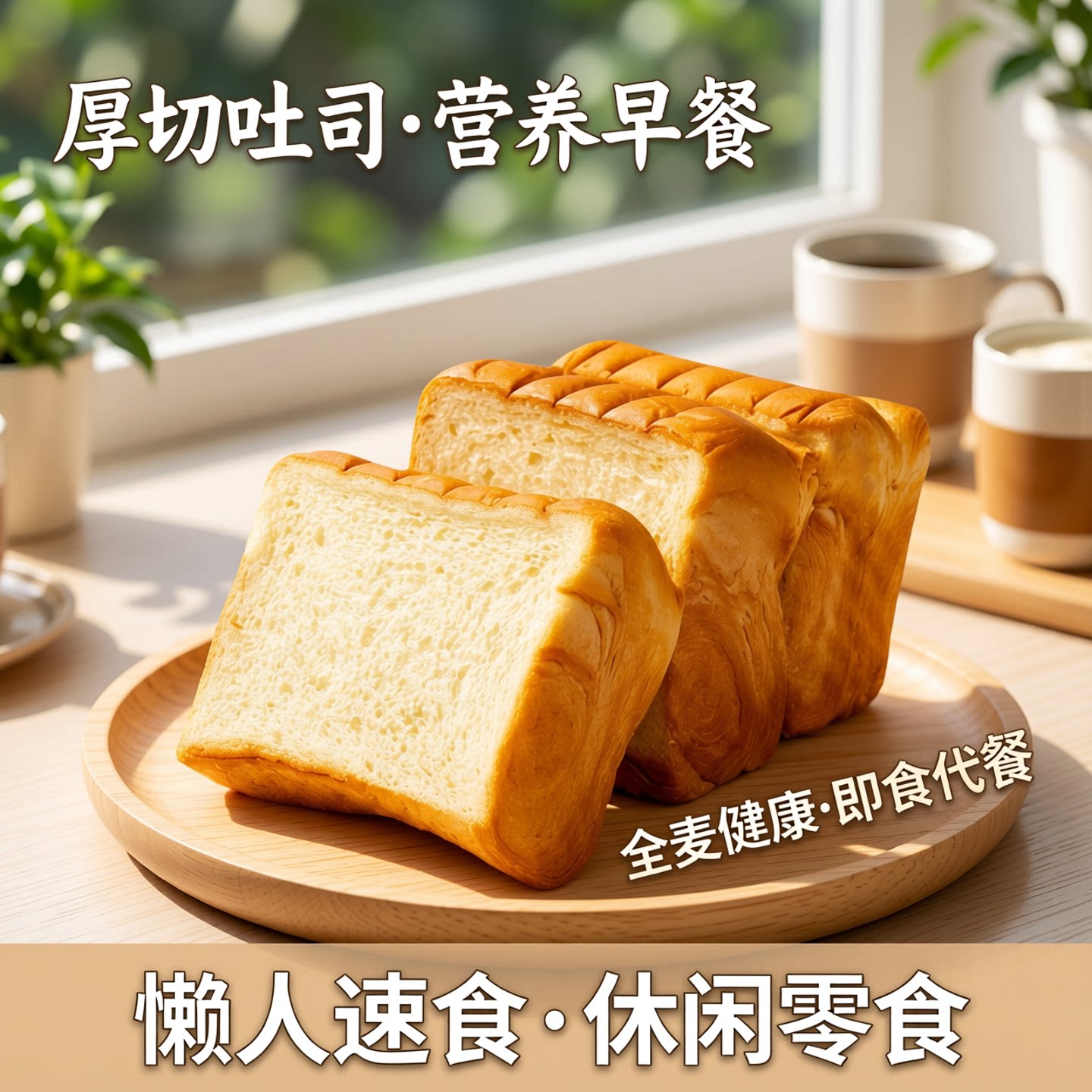 厚切吐司面包整箱早餐懒人速食全麦营养健康即食代餐休闲食品零食