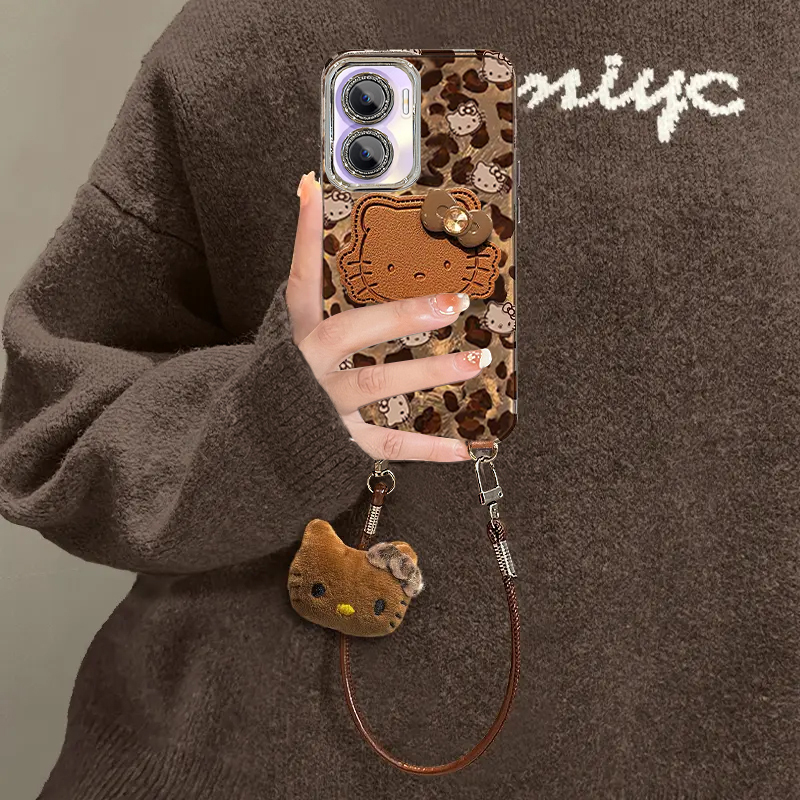 适用一加系列豹纹KT猫支架手机壳