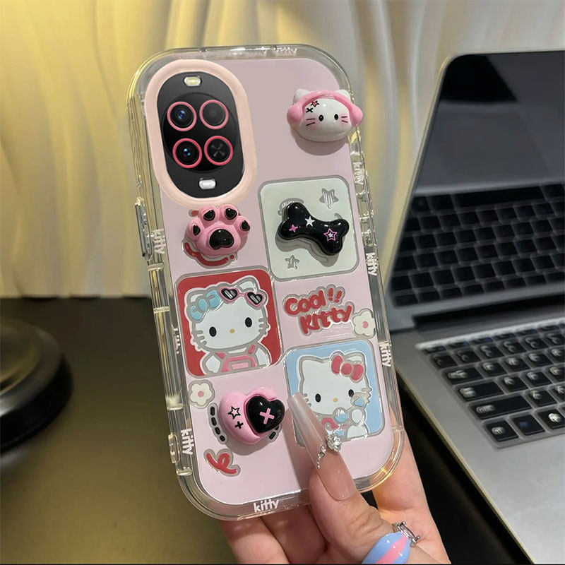 适用华为Nova15手机壳新款卡通创意公仔耳机KT猫Nova15Pro硅胶保护套15Ultra全包边防摔外壳镜面支架
