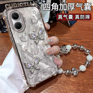 适用红米Turbo4Pro手机壳时尚新款Turbo4梦幻ins风高颜值女款闪钻蝴蝶Turbo3电镀硅胶保护套四角防摔外壳