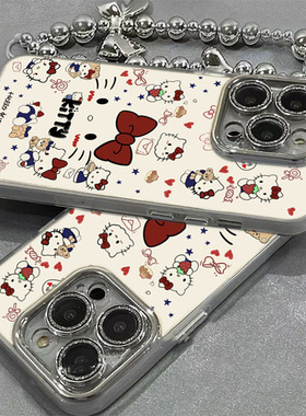 适用暖风KT猫苹果16E手机壳iPhone15promax专用14plus外13爆款12羽纱11带镜头膜8新款少女7防摔xsmax保护套6s