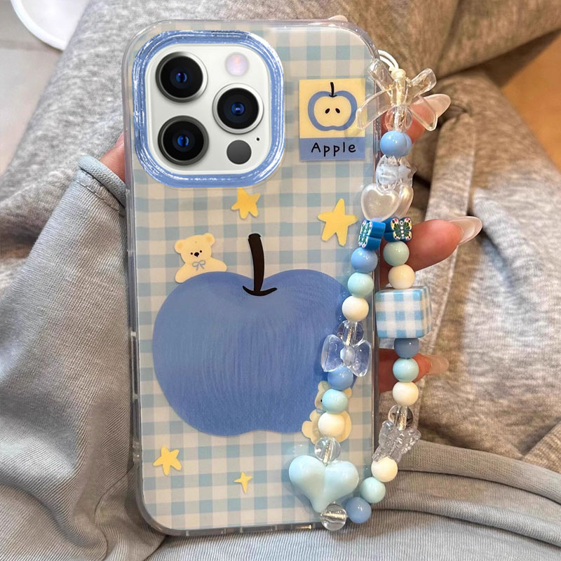 适用苹果16ProMax手机壳15Plus新款14创意iPhone13卡通12可爱11蓝色格纹苹果xs全包6s防摔保护套7/8P时尚硬壳