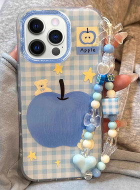 适用苹果16ProMax手机壳15Plus新款14创意iPhone13卡通12可爱11蓝色格纹苹果xs全包6s防摔保护套7/8P时尚硬壳