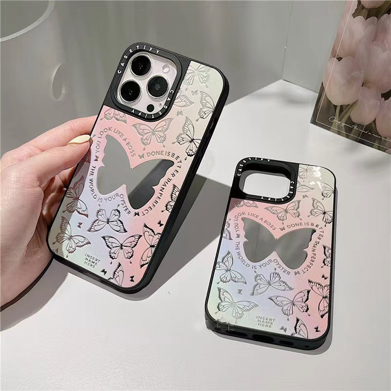 适用苹果系列镜面蝴蝶苹果16手机壳iPhone15promax专用14plus外壳13新品12高端11高级感爆款新款女防摔保护套