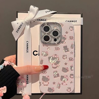 适用苹果系列羽纱KT猫手机壳