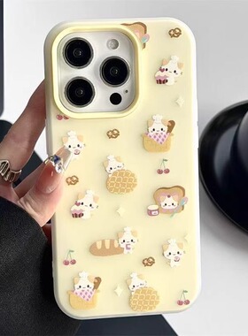 适用苹果16手机壳iPhone15Promax新款ip14可爱猫咪13女 个性创意12防摔保护套11带支架16E简约创意大孔高级感