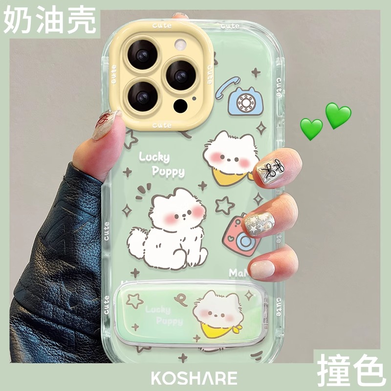适用可爱猫狗苹果16E手机壳iPhone15promax时尚14plus少女心13羽纱泡芙12防摔11保护套xr新款xsmax高级感卡通