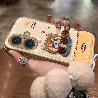 适用苹果系列摸鱼小浣熊手机壳
