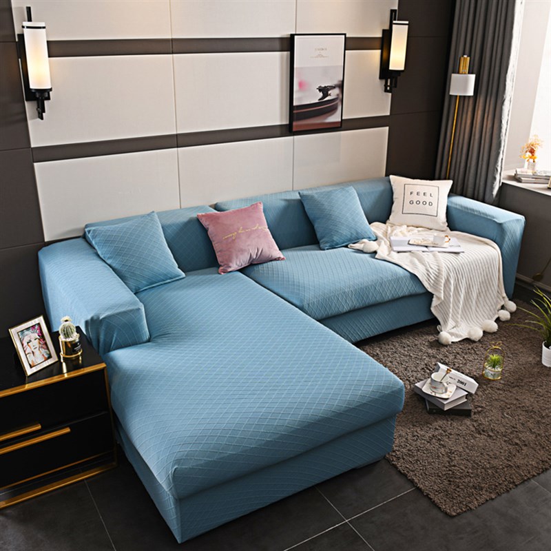 加厚提花布艺沙发沙发垫套全包L型组合纯色罩弹力四季防滑