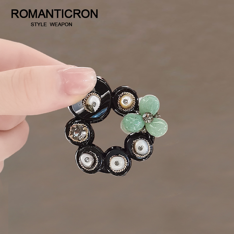 发夹边夹侧边碎发夹女2024新款鸭嘴夹短发半扎发卡花朵古风边夹