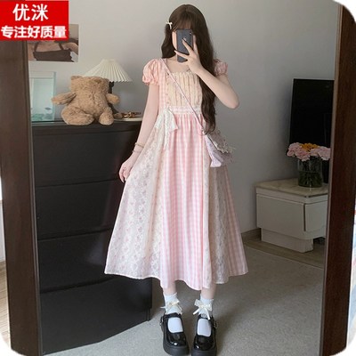 女大童过膝连衣裙夏装学院风初中生森系小清新少女甜美气质公主裙