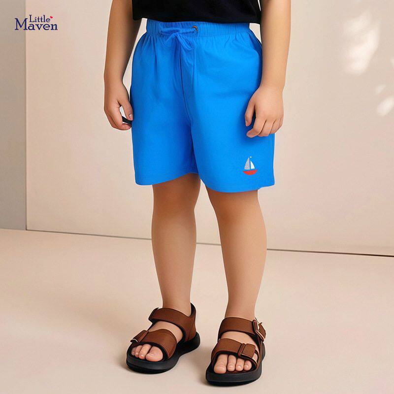 Little maven欧美风男童短裤纯棉中小童夏款童裤胶印卡通儿童裤子