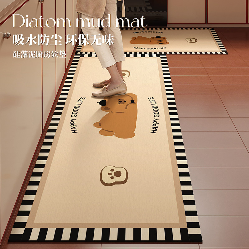 卡通复古厨房专用地垫防油防滑加厚硅藻泥吸水垫耐脏脚垫免洗地毯,居家布艺,厨房地垫,淘宝优惠券,粉丝福利购,淘宝优惠卷