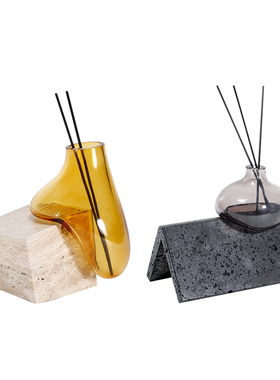 现代轻奢大理石玻璃香薰瓶小花器样板间客厅卫生间卧室床头柜摆件