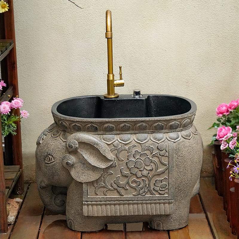 中式复古拖把池i户外洗墩布池庭院水池台盆室外洗手盆阳台家用水