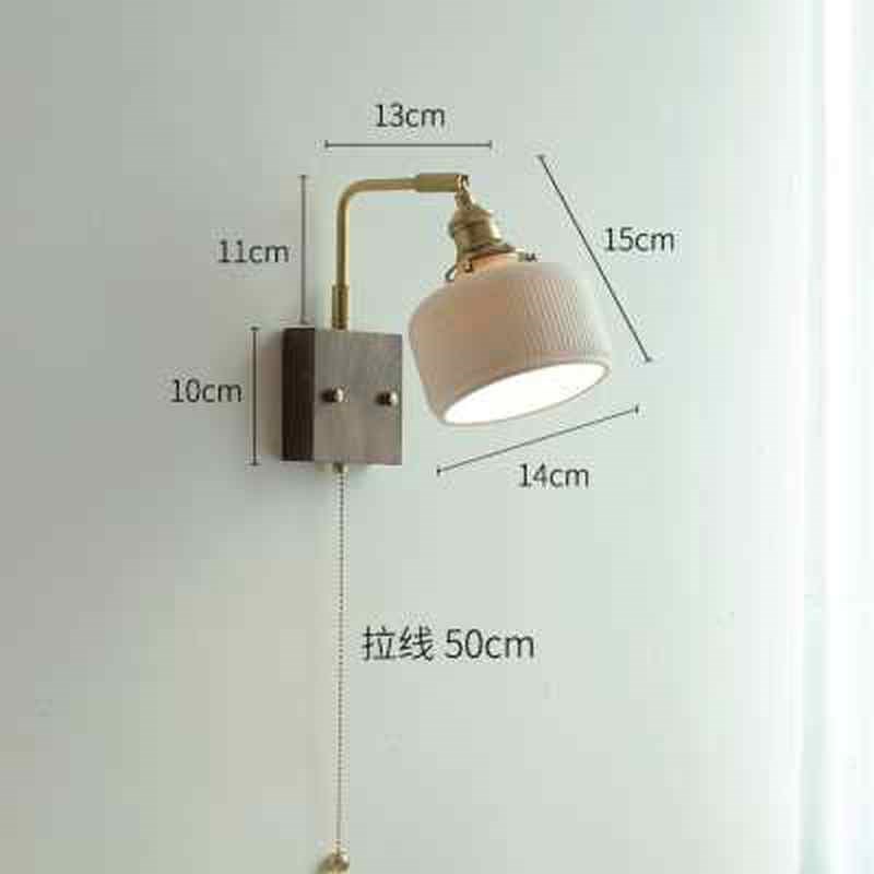 2021新款胡桃木壁灯日式床头复古背景墙民宿自带开关侘寂风小灯o