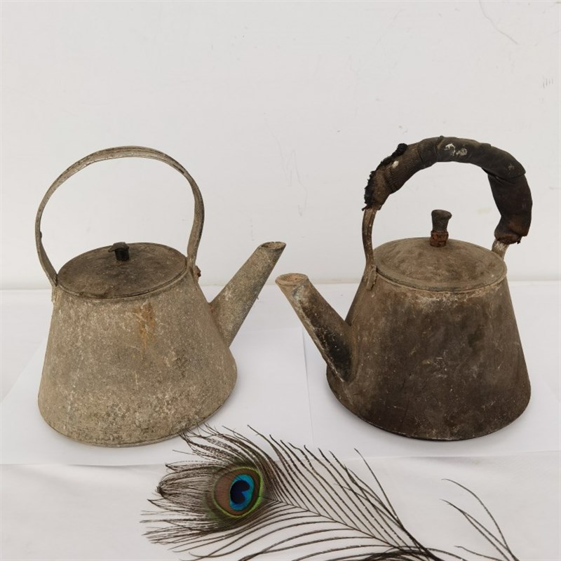 民俗怀旧老物件铝烧水壶旧货农村老东西古董旧收藏手提铝茶壶摆件