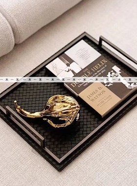 简约现代样板间飘窗组合软装摆件客厅茶几桌面托盘几何搭配装饰品