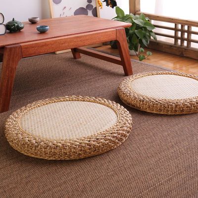 日式蒲团榻榻米垫子藤编地上垫家用坐墩茶室禅修打坐垫圆形拜跪垫