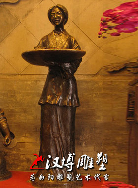 玻璃钢仿铜古代人物雕像纺织主题织布雕塑步行街商业街雕塑景观