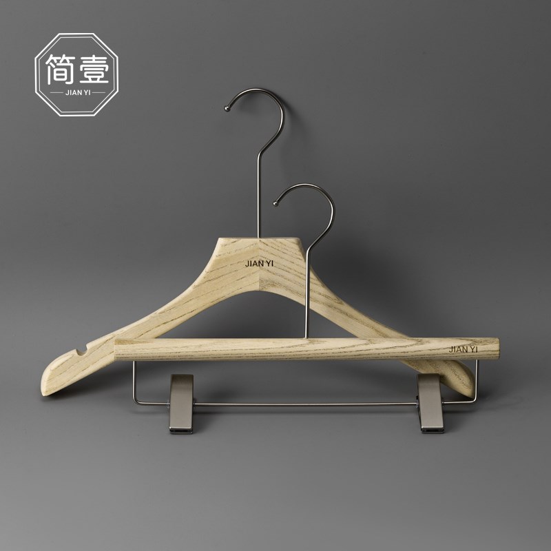 白蜡木衣架服装店专用椿木实木衣撑女装原木防滑无痕衣挂定制LOGO
