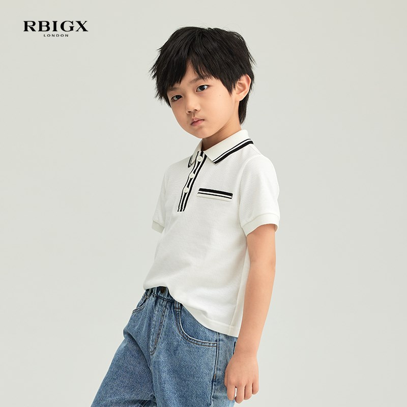 RBIGX瑞比克童装夏季新款翻领短袖男t恤撞色儿童POLO衫上衣男童