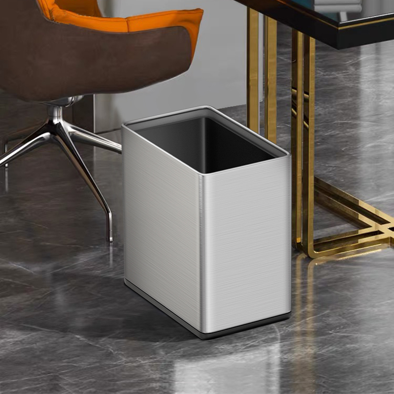 轻奢不锈钢窄形垃圾桶家用客厅创意极简双层无盖卧室厨房卫生间
