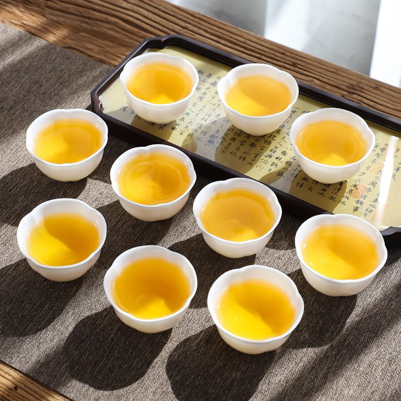 手工羊脂玉茶杯品茗杯高端白瓷喝茶功夫茶具刻字小杯子主人杯定制