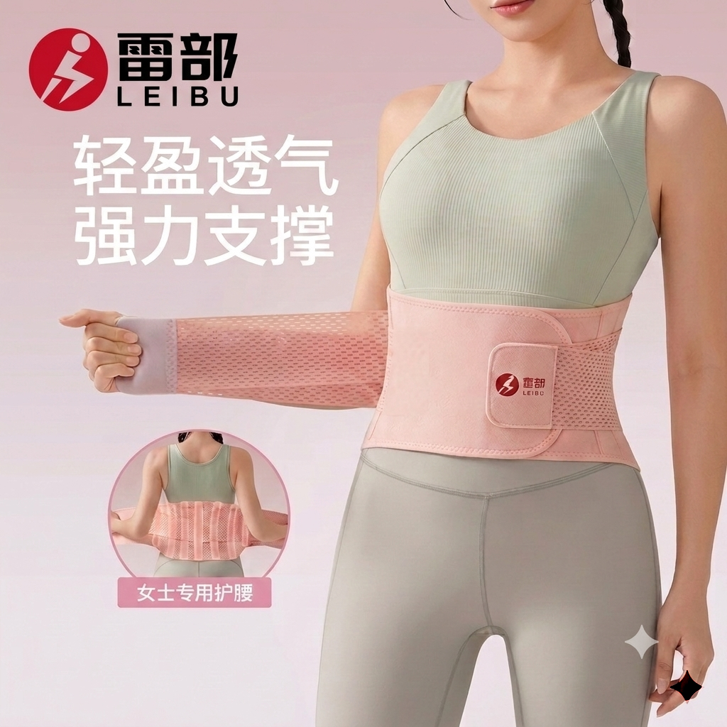 雷部透气收腹塑形运动护腰健身训练女士专用腰托跑步深蹲束腰带