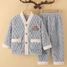 秋冬季儿童睡衣男童法兰绒加厚款冬天男孩大童珊瑚绒毛绒男生套装