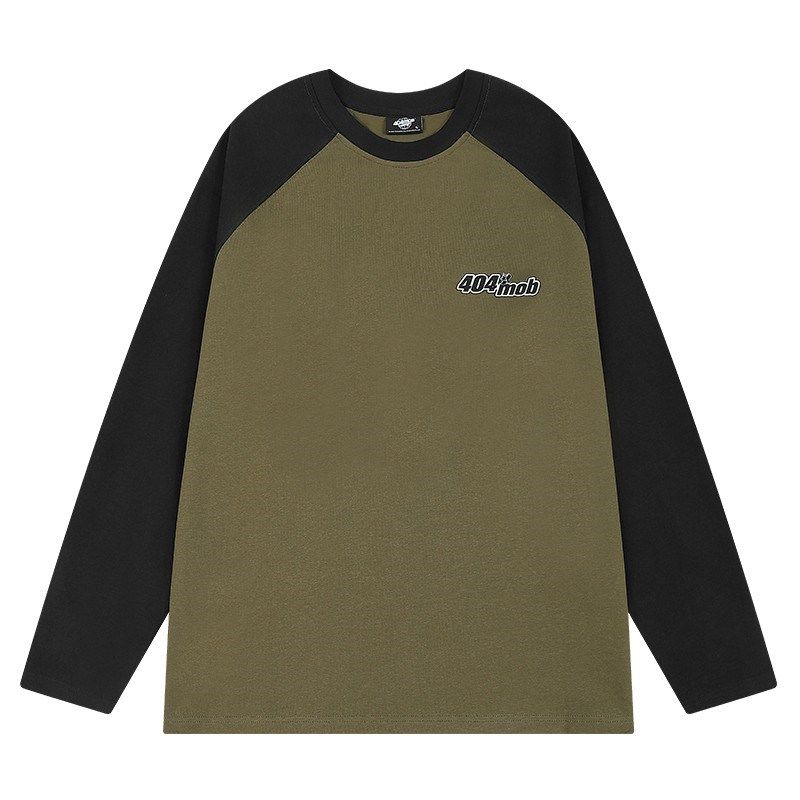 404MOB秋季基础重磅星标魔术纯棉插肩长袖T恤男美式撞色拼接打底,男装,T恤,淘宝优惠券,粉丝福利购,淘宝优惠卷