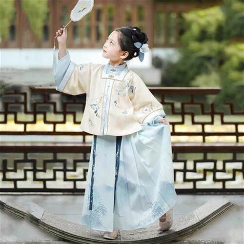 汉服女童明制套装k秋冬款2024新款儿童中国风唐装古风古装女孩超